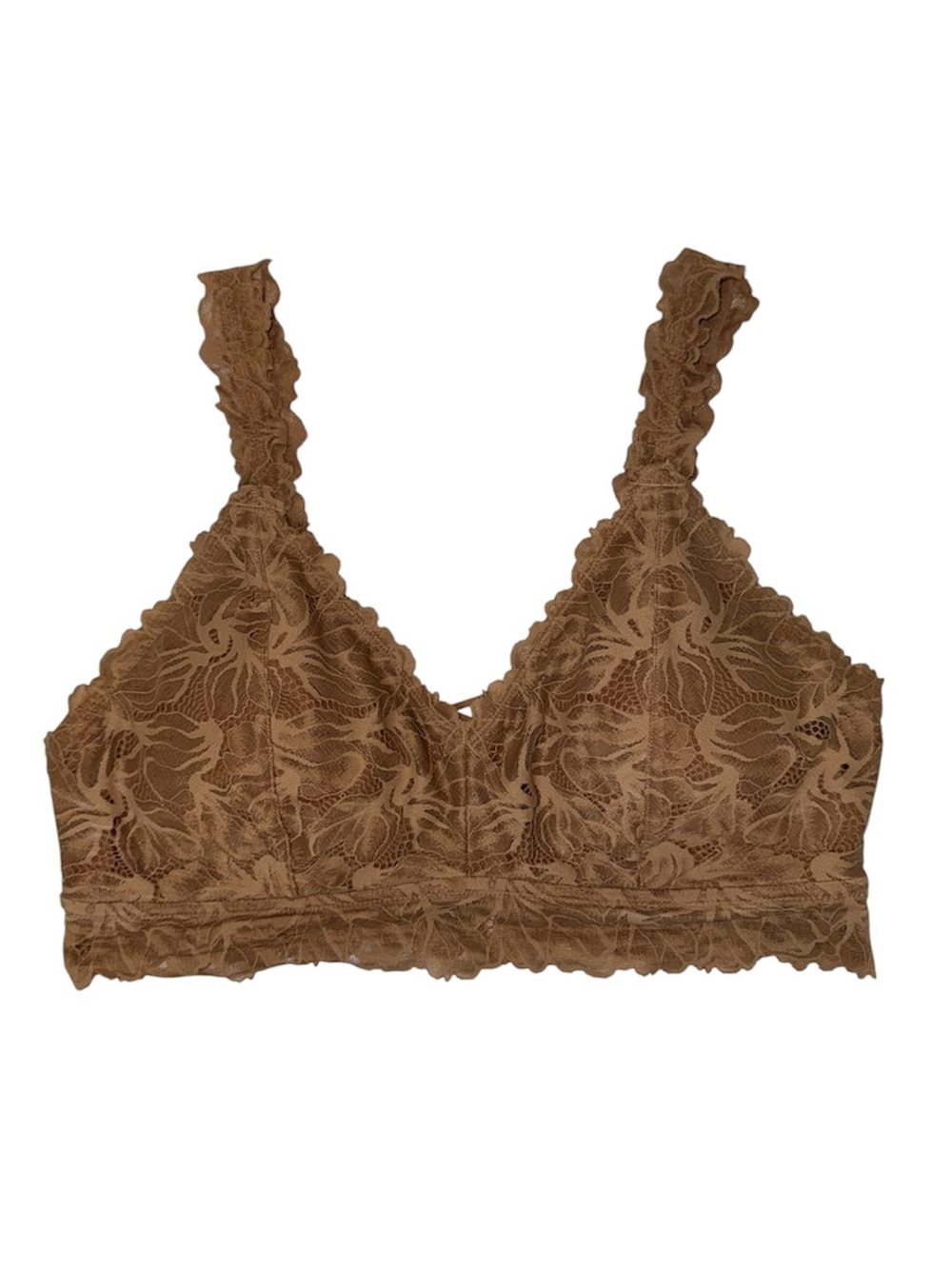 Maurices Lace Criss Cross Back Bralette Brown Plunge Pullover Large Women’s